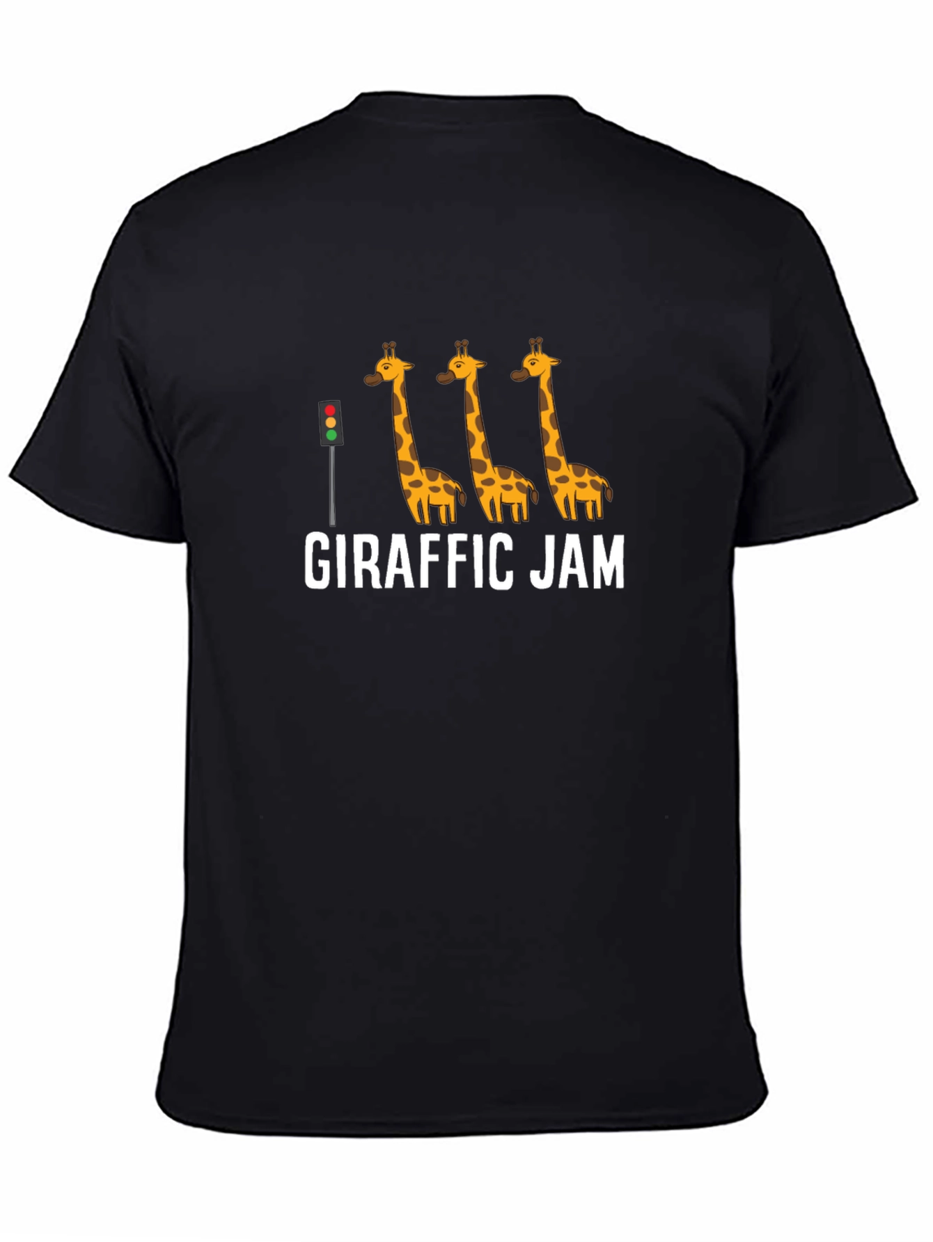 Black Giraffe Jam Graphic Tee - Funny Animal Traffic Design view 4