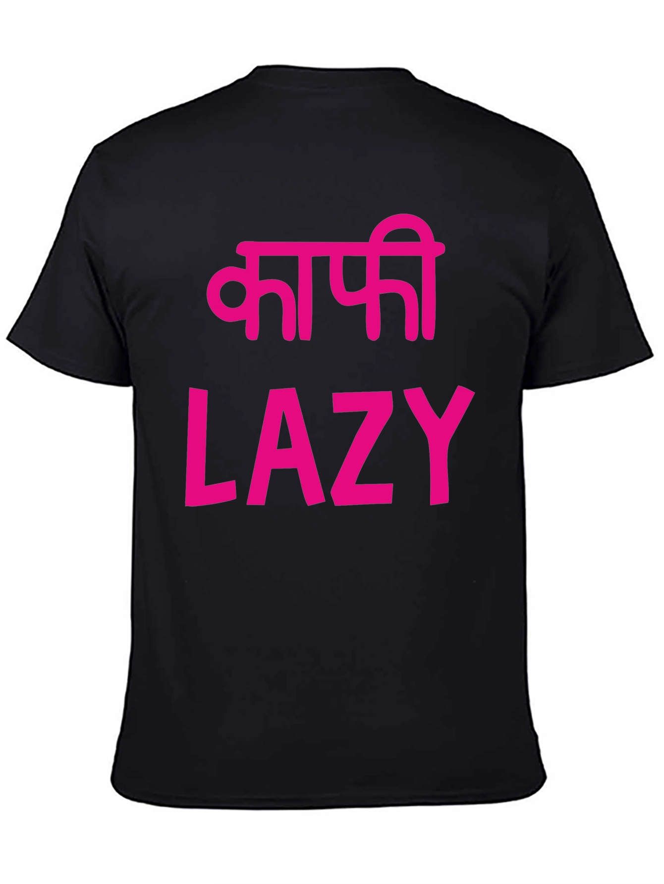 Black Lazy T-Shirt - Black with Pink Print view 4