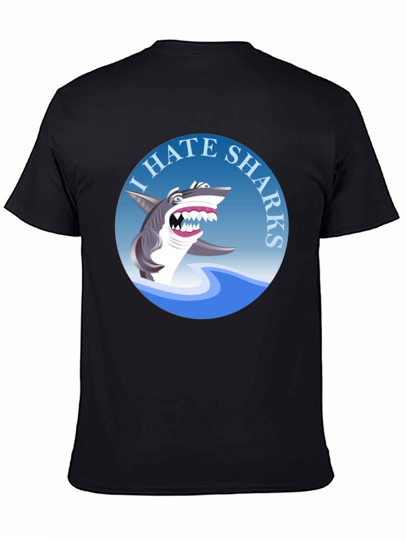 Black I Hate Sharks Graphic Tee - Men's Black T-Shirt view 4