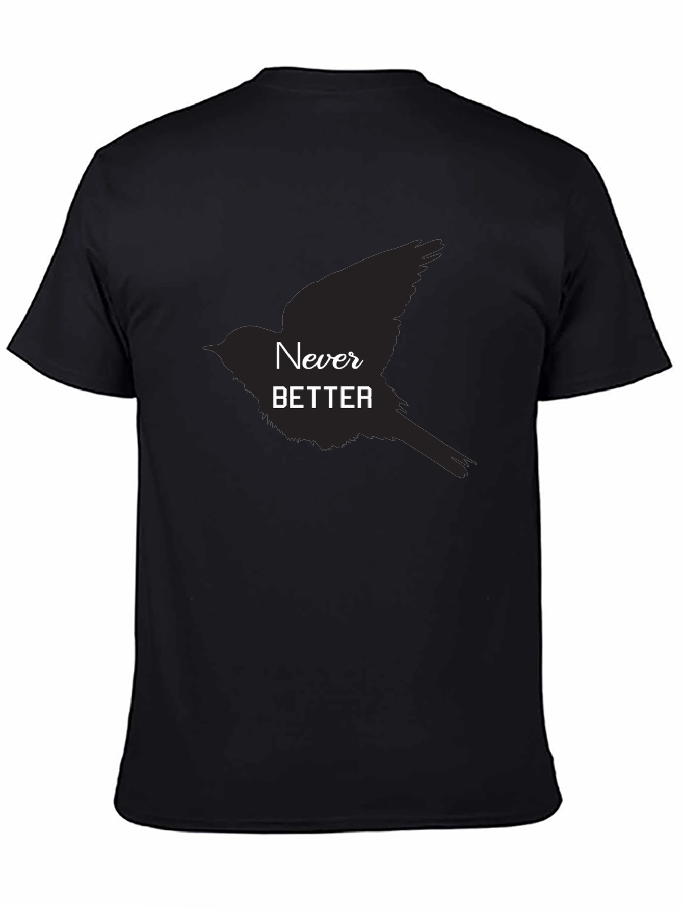Black Never Better Bird Graphic Black T-Shirt view 4