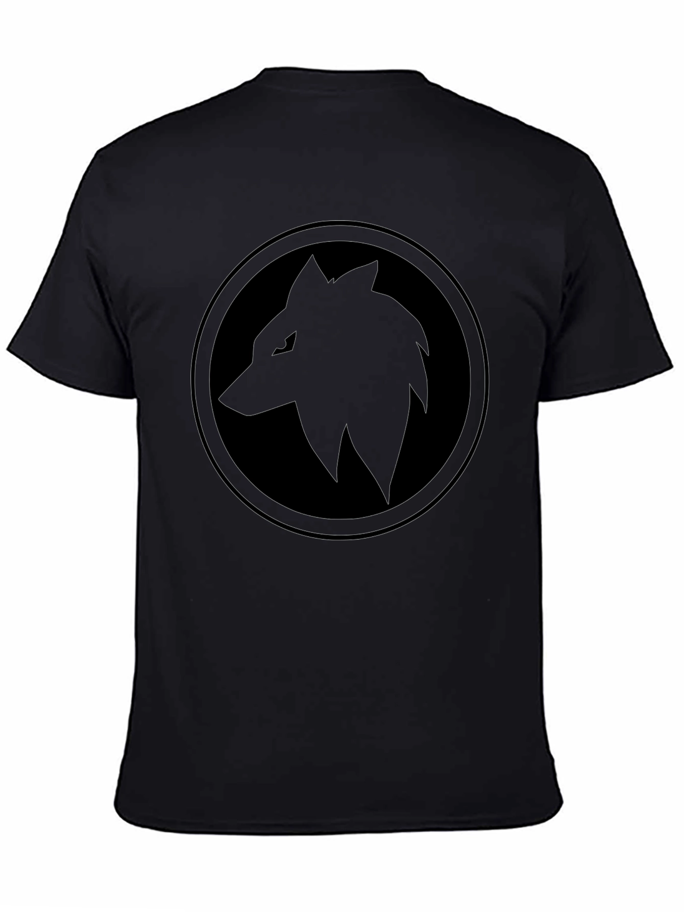 Black Black Wolf Circle T-Shirt - Edgy Graphic Tee view 4