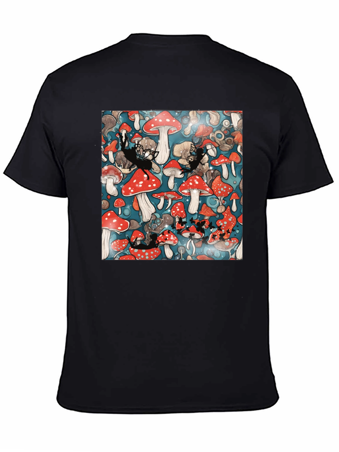 Black Mushroom Fairycore Graphic T-Shirt view 4