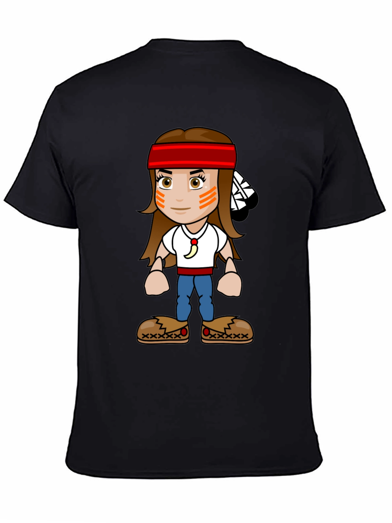Black Native American Cartoon T-Shirt view 4