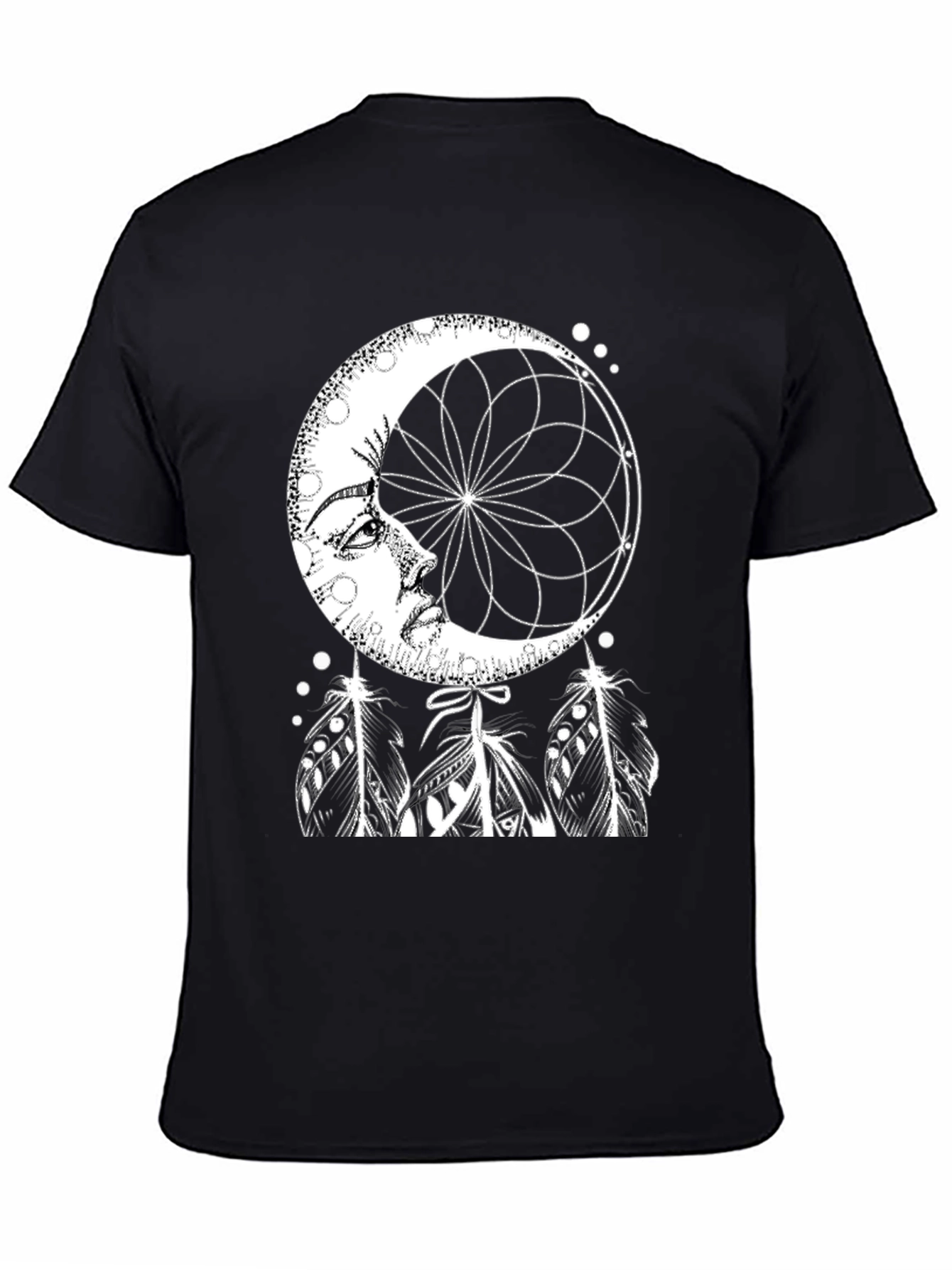 Black Dreamy Moon Graphic Tee - Black Cotton Blend view 4