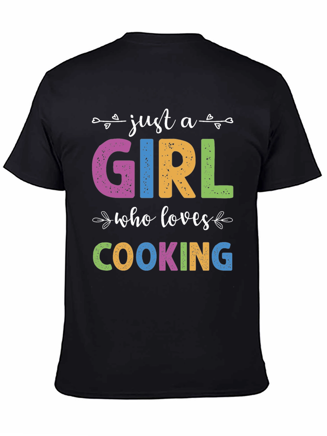 Black Just A Girl Who Loves Cooking T-Shirt view 4