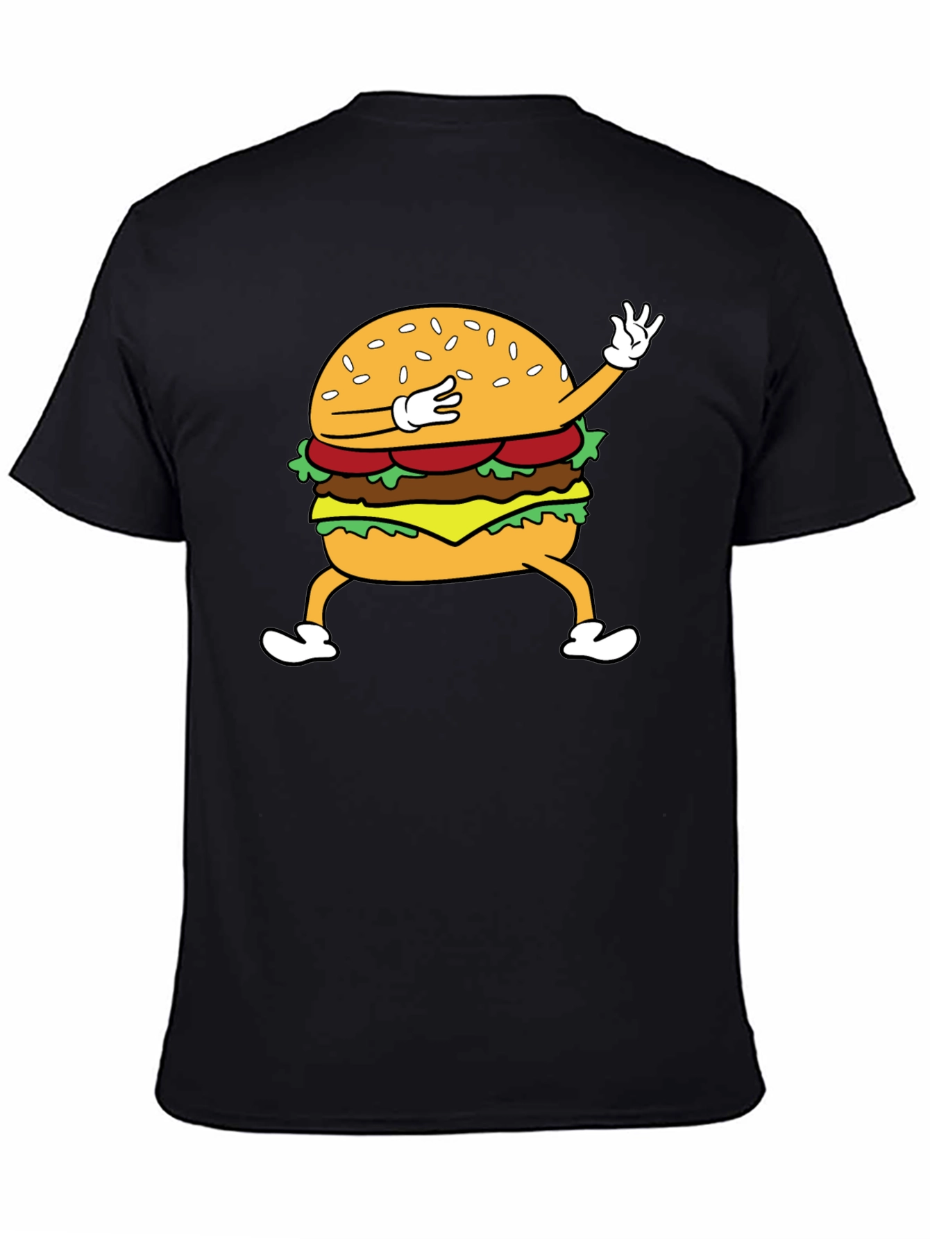 Black Dabbing Burger Graphic Tee - Funny Food T-Shirt view 4