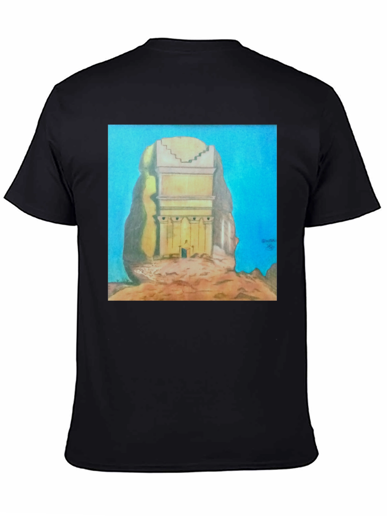 Black Monumental Artwork Tee - Unique Graphic T-Shirt view 4