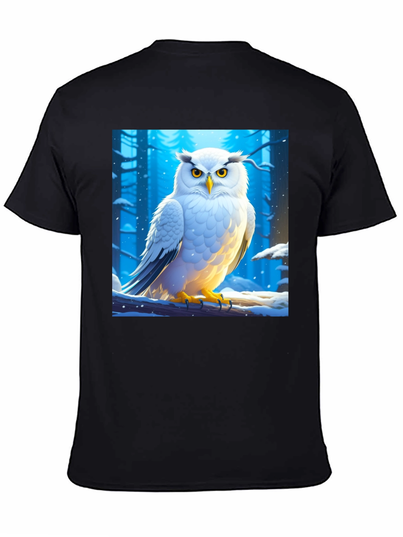 Black Owl Graphic Print Black T-Shirt view 4