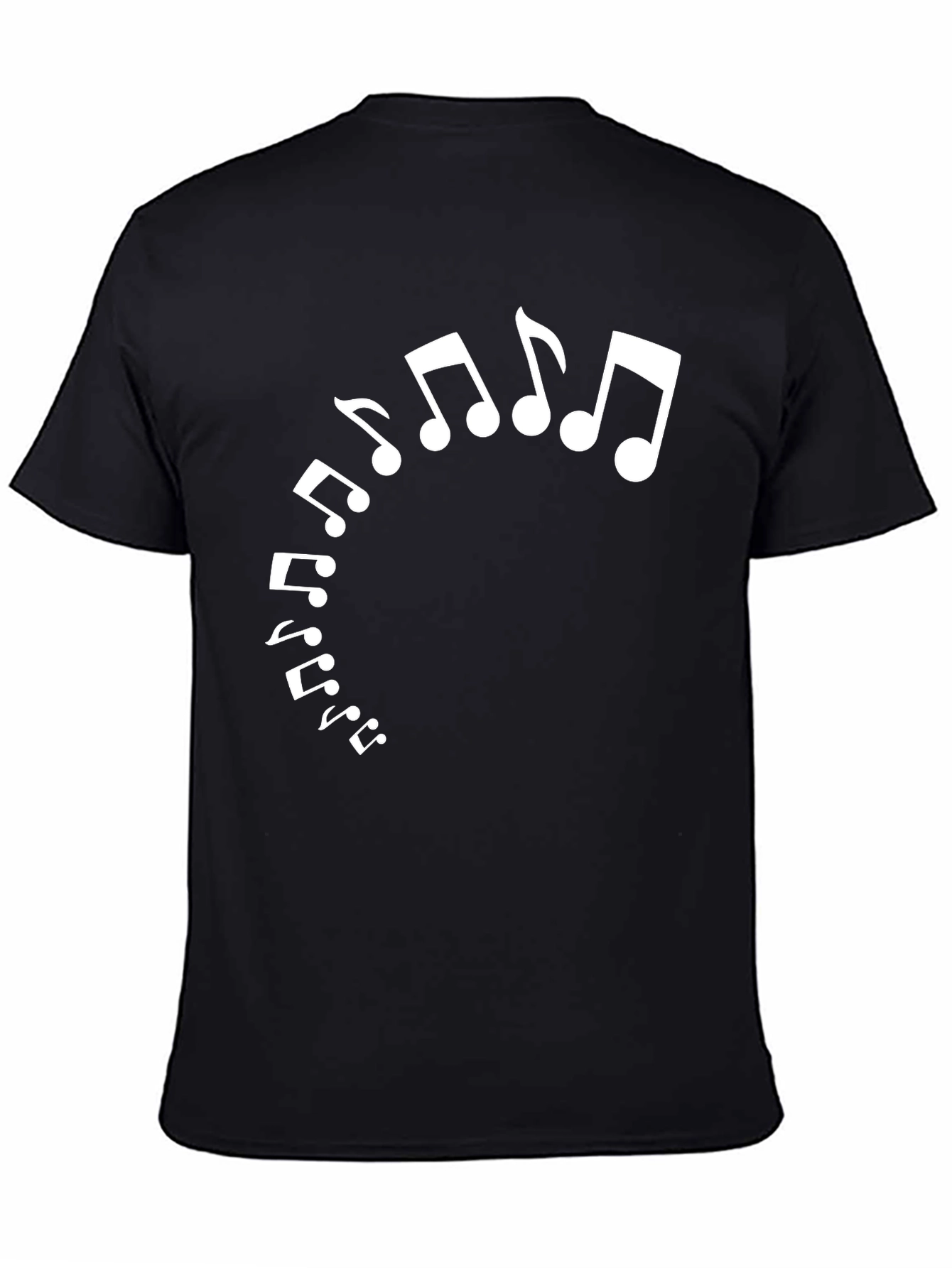 Black Musical Notes Graphic Tee - Black Cotton Comfort view 4