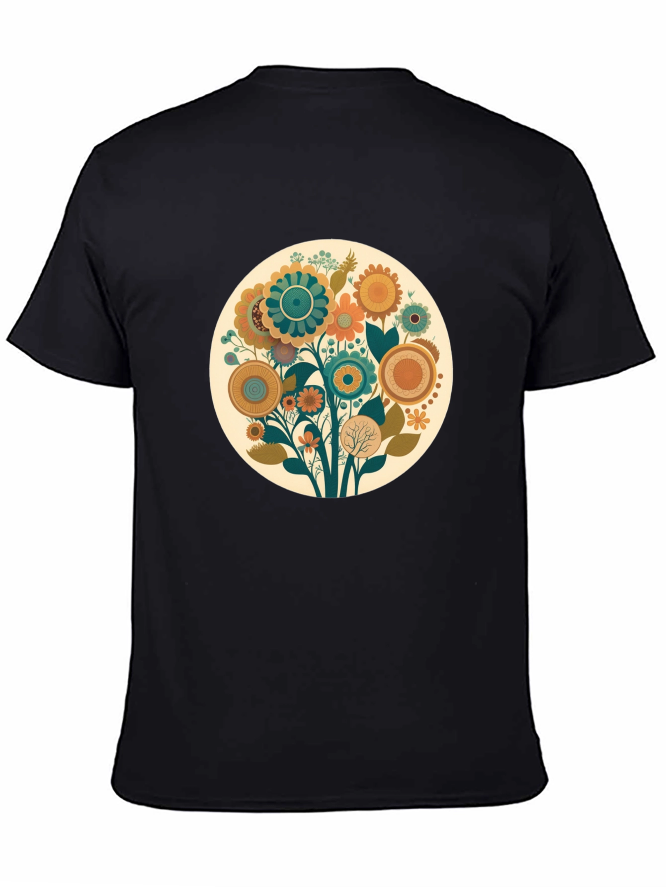 Floral Circle Graphic Tee - Soft Cotton Blend - 4