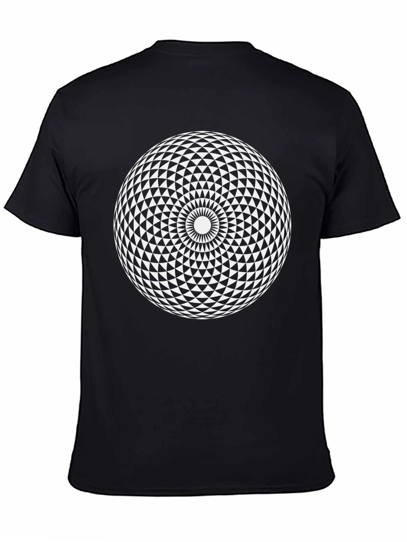 Black Geometric Triangle Sphere Graphic Tee - Black view 4
