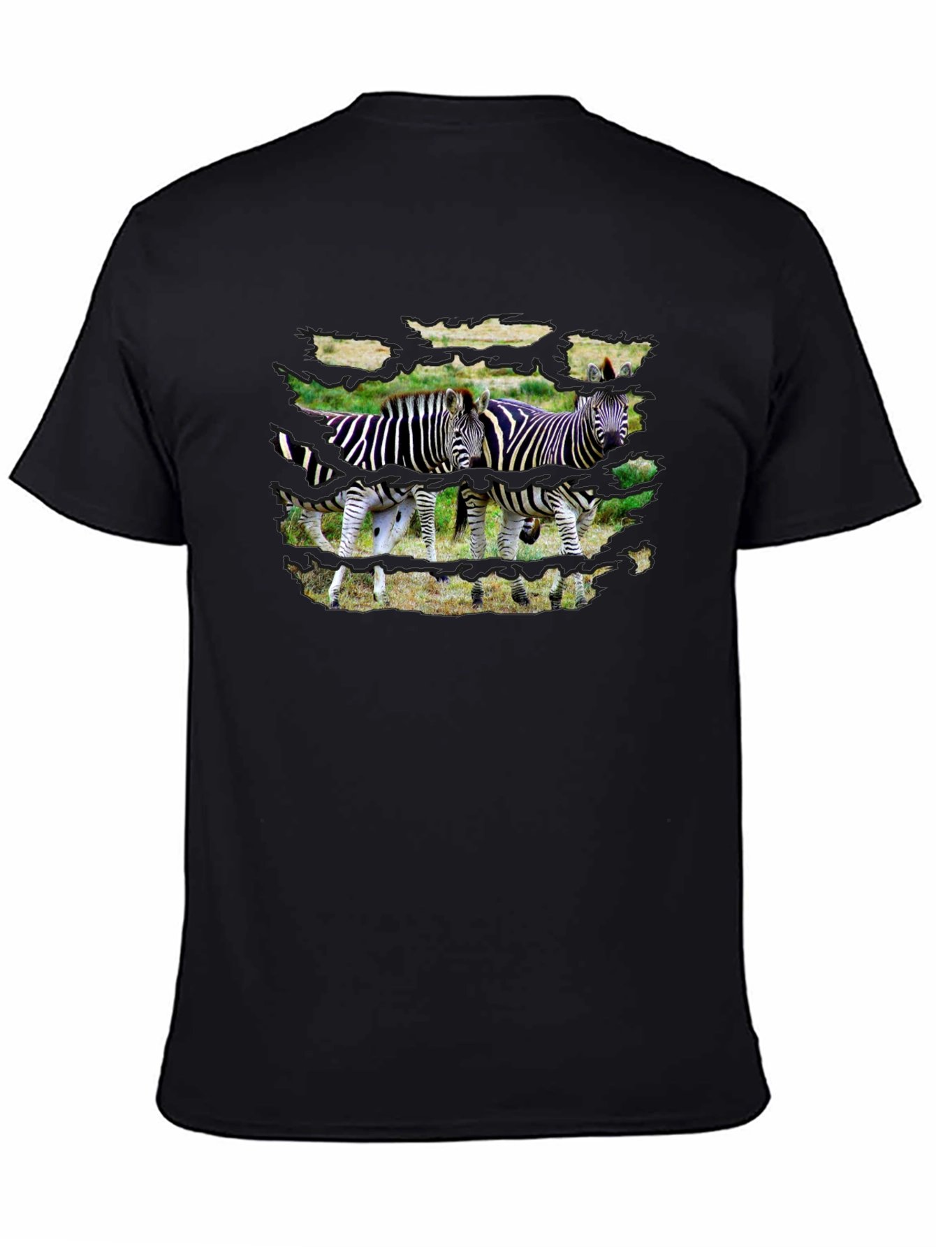 Black Zebra Print Black T-Shirt view 4
