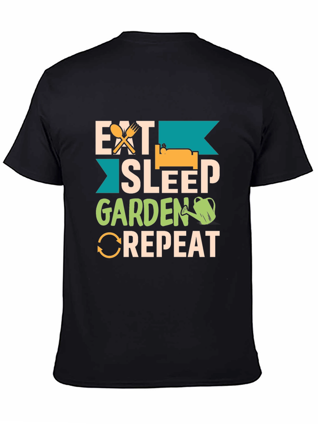Black Eat Sleep Garden Repeat Graphic T-Shirt view 4