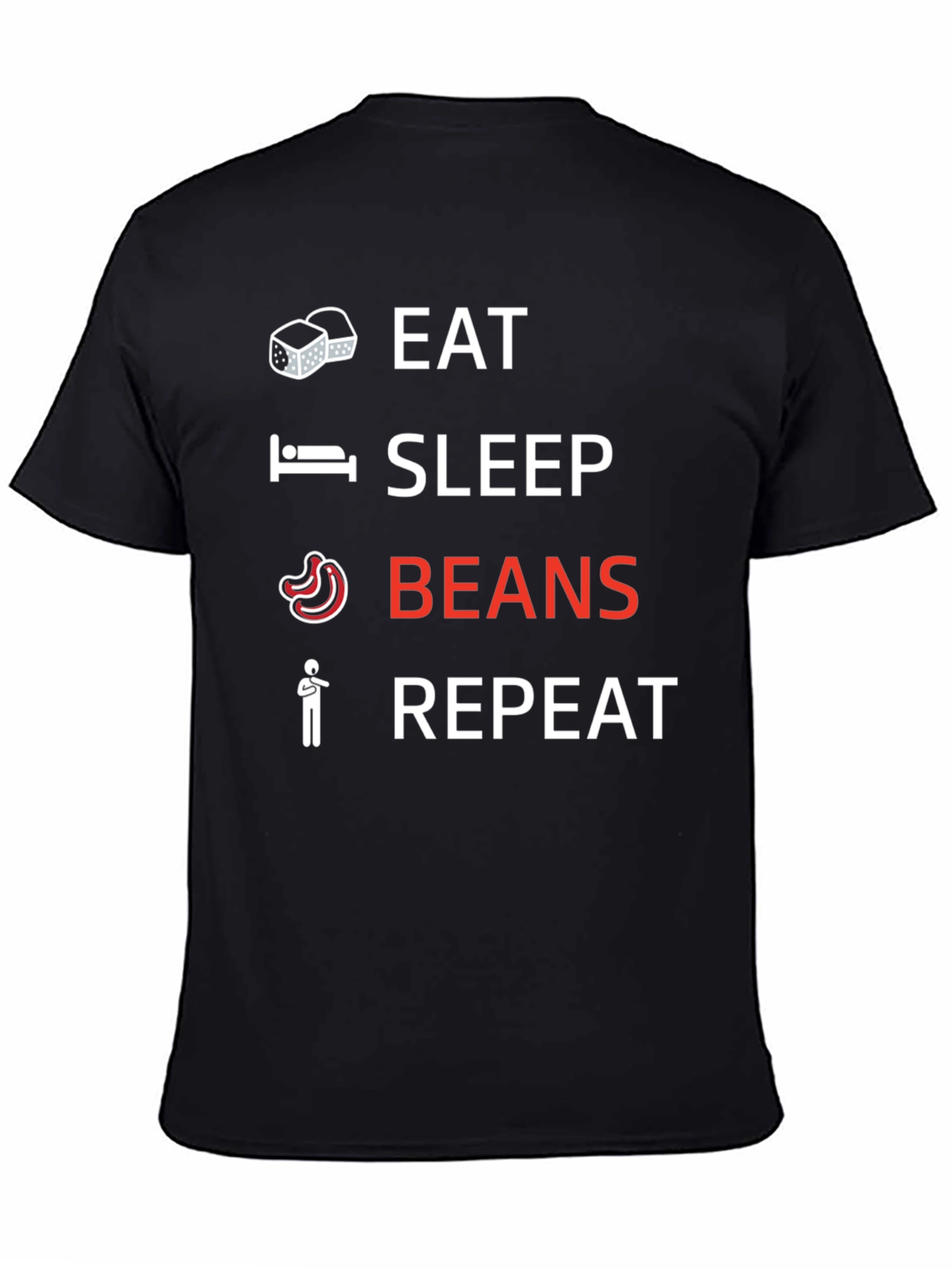 Black Eat Sleep Beans Repeat Graphic Tee view 4