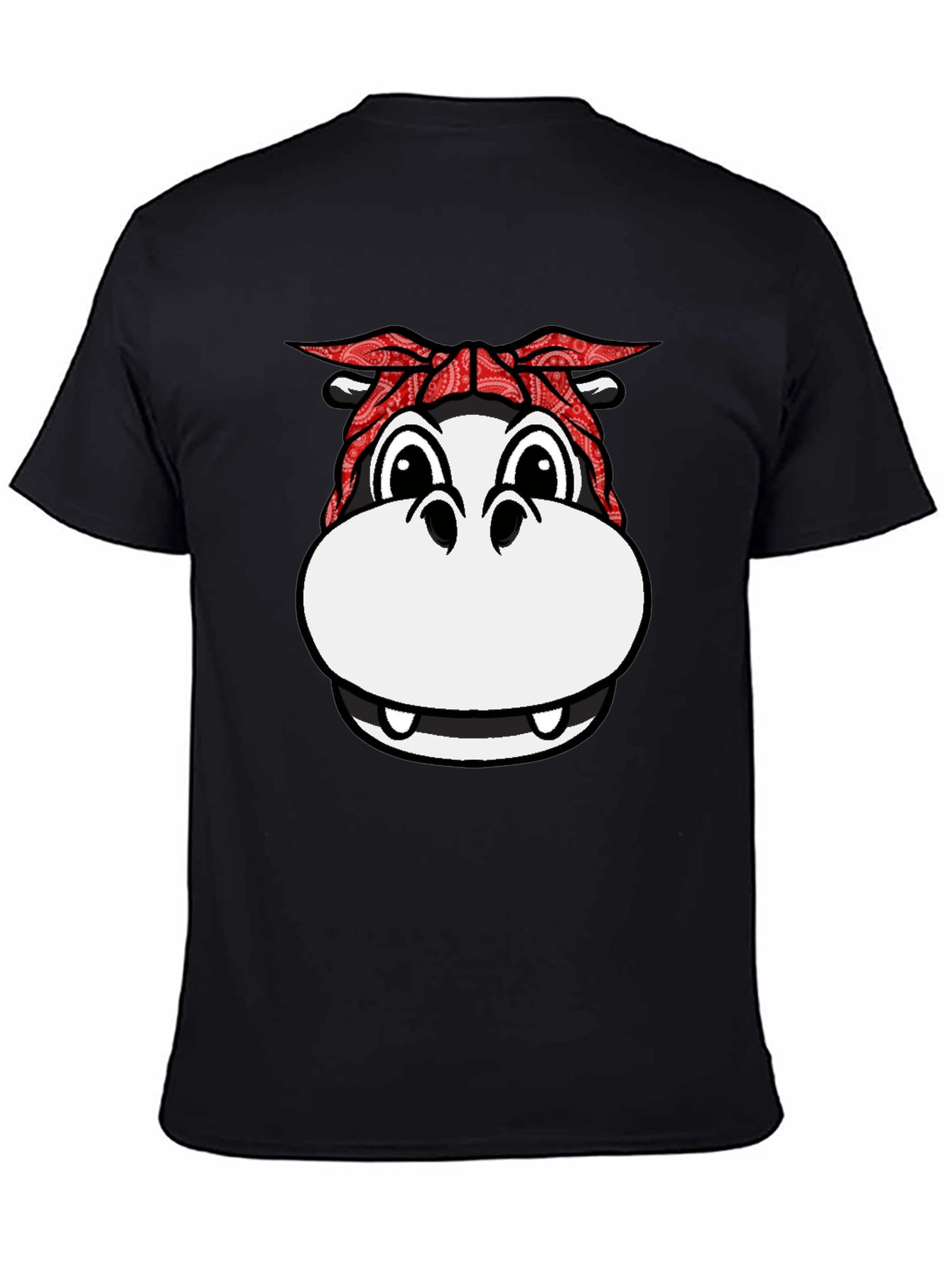 Black Gangster Hippo T-Shirt - Funny Animal Graphic Tee view 4