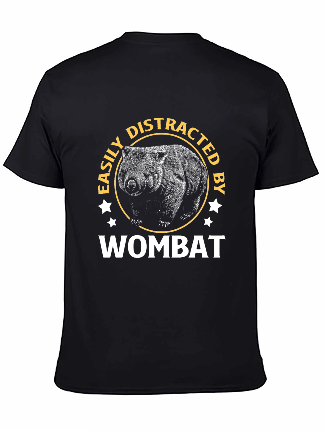 Black Easily Distracted By Wombat Graphic T-Shirt view 4