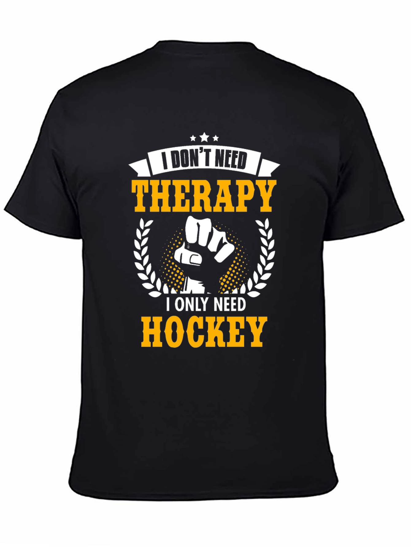 Black Hockey Therapy T-Shirt - Black, Graphic Tee view 4