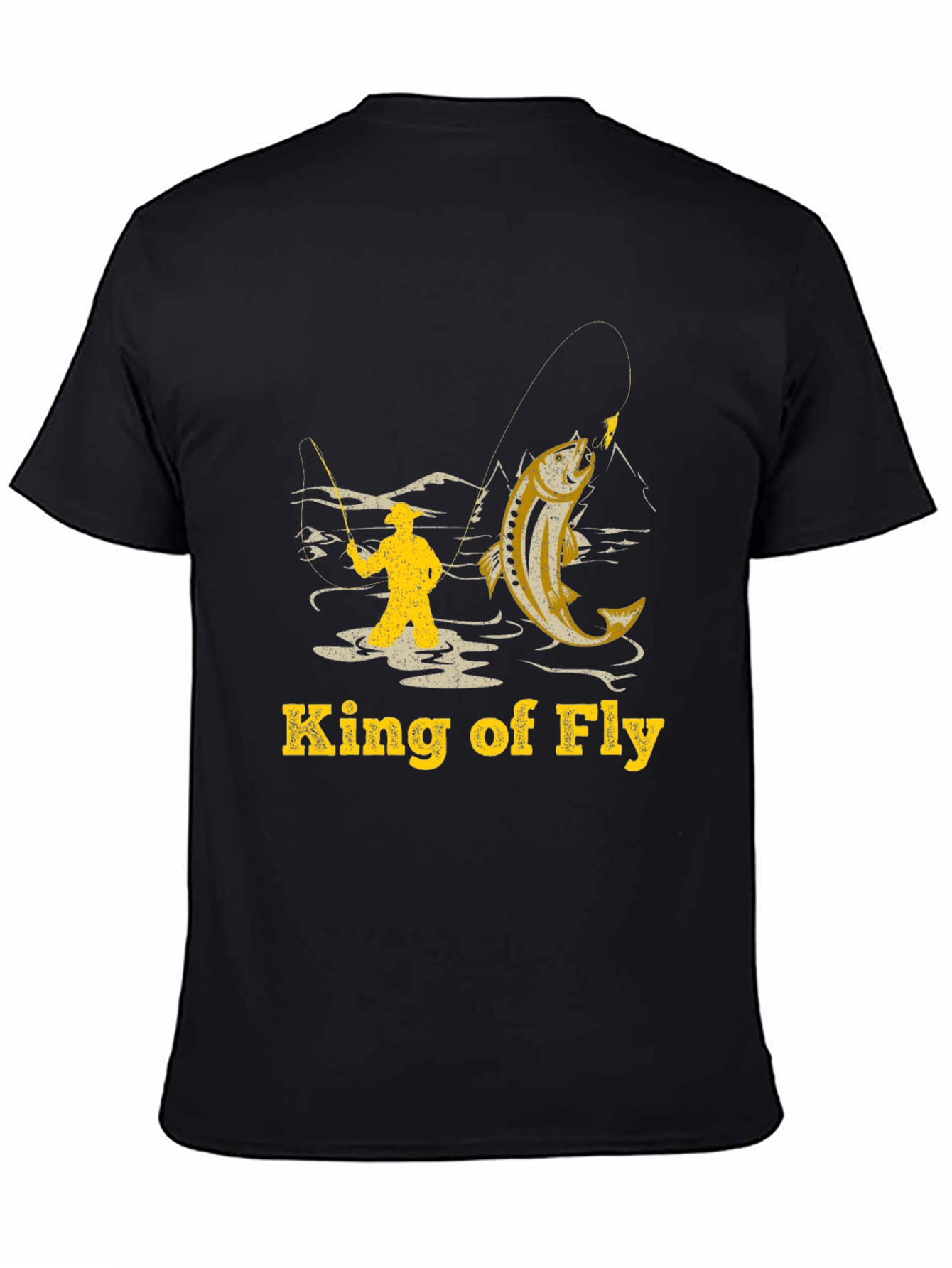 Black King of Fly Fishing T-Shirt - Fisherman Angler Tee view 4