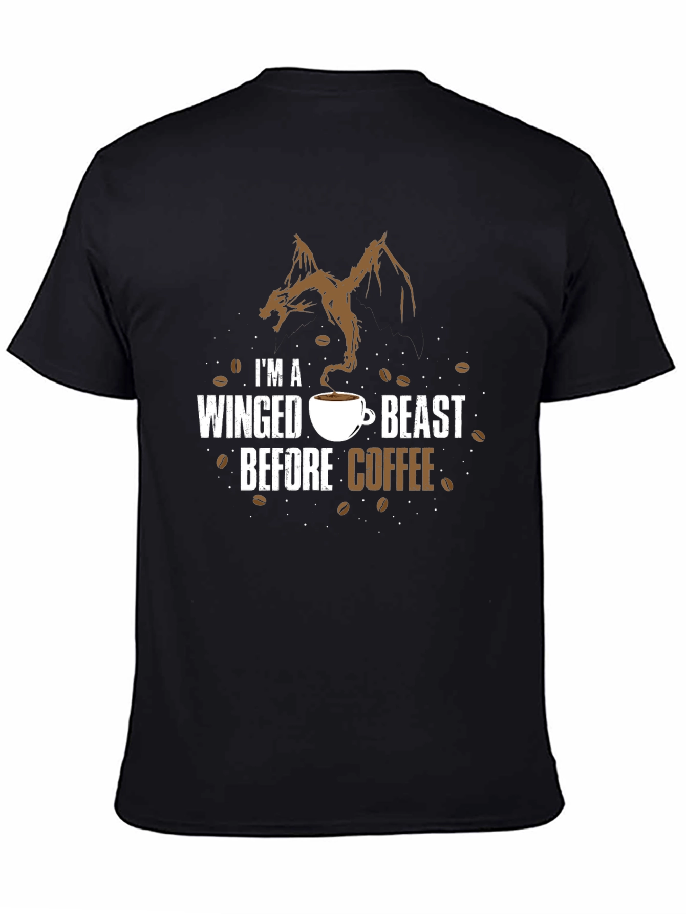 Black Winged Beast Coffee T-Shirt - Novelty Graphic Tee view 4