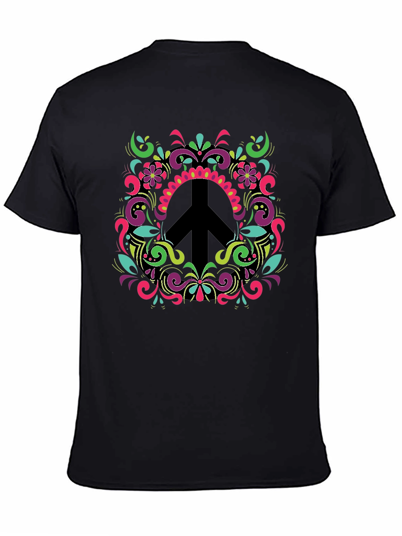 Black Groovy Peace Sign T-Shirt view 4