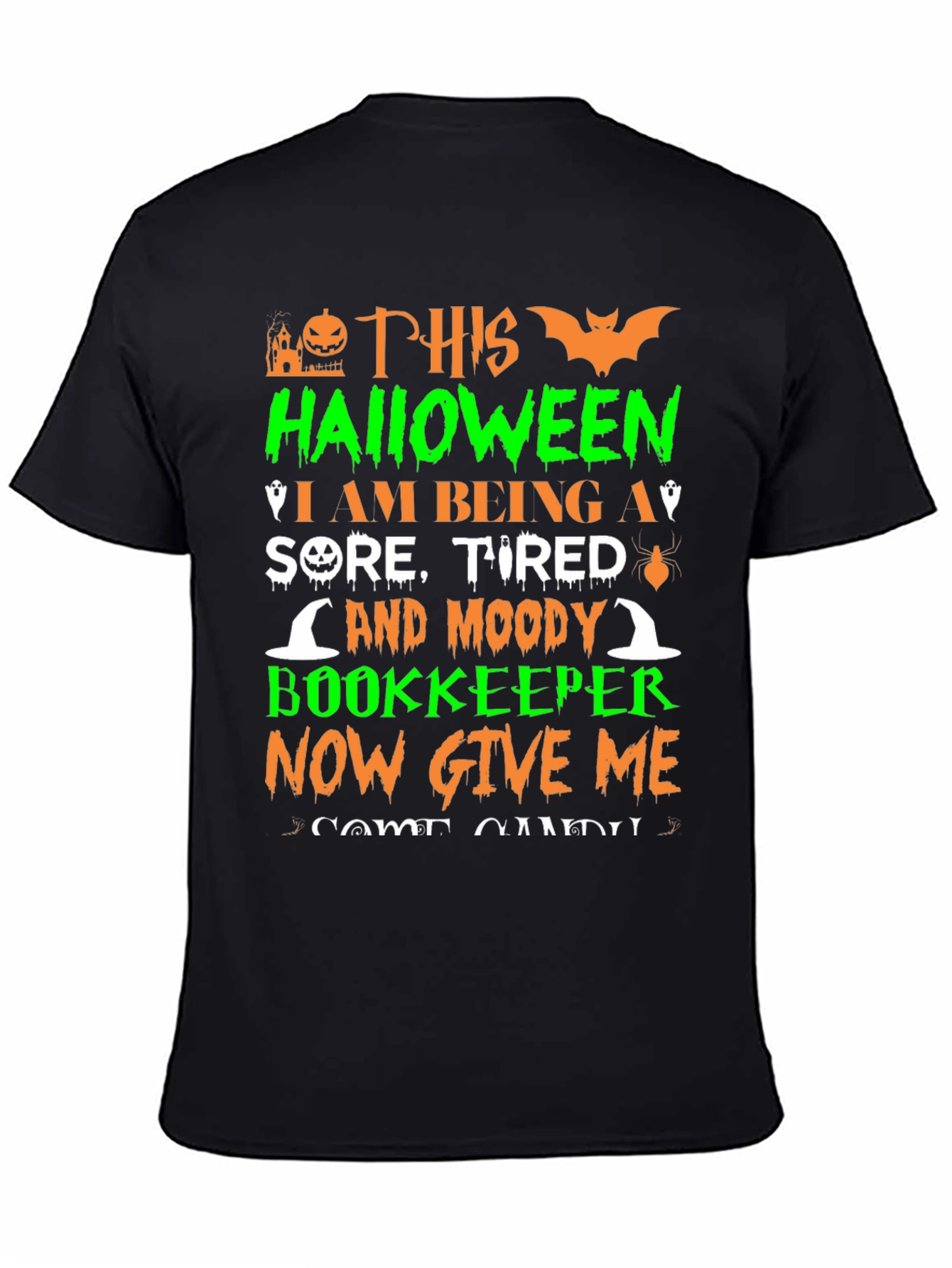 Black Halloween Bookkeeper T-Shirt view 4