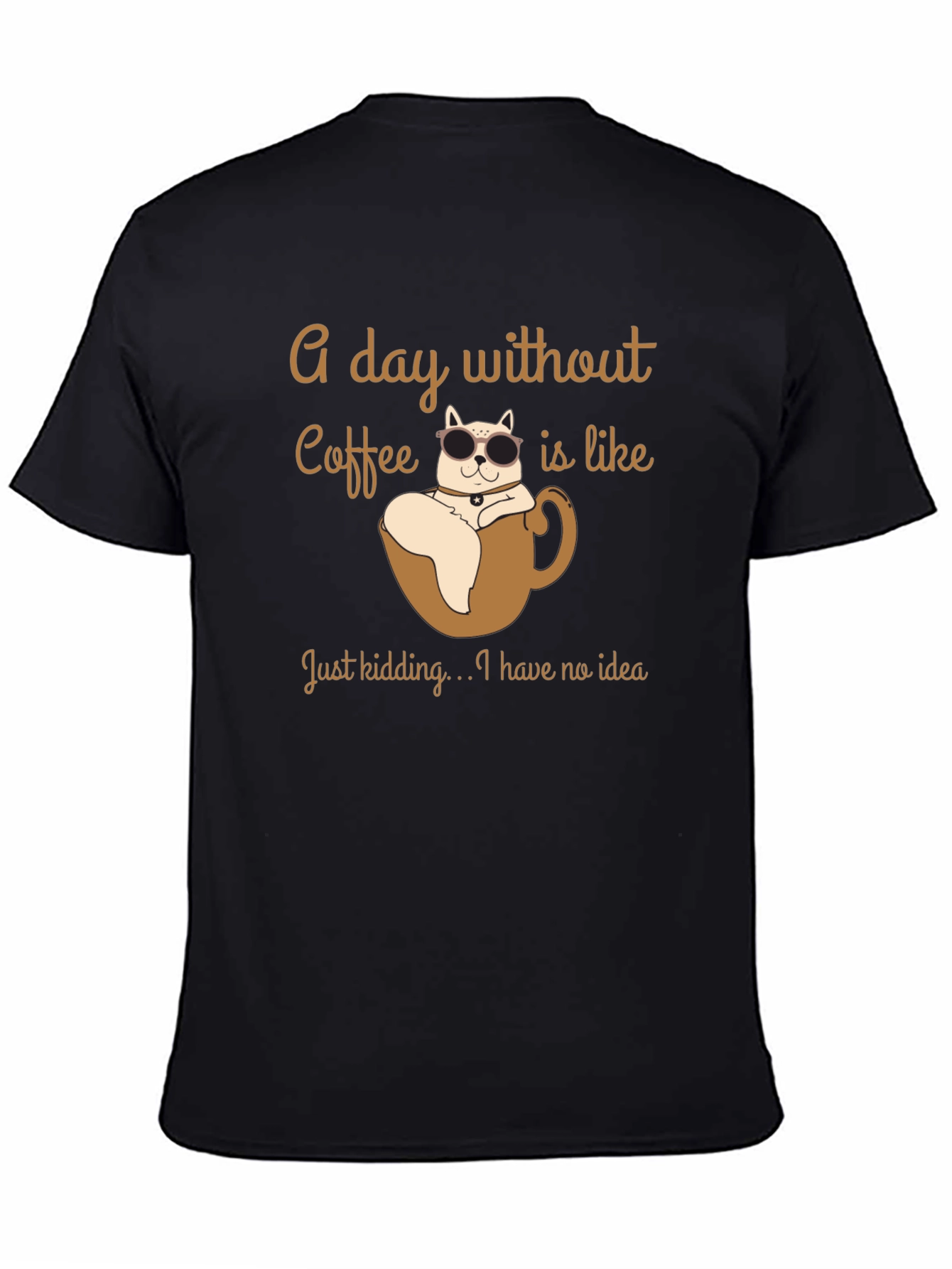 Black Coffee Cat T-Shirt - A Day Without Coffee view 4