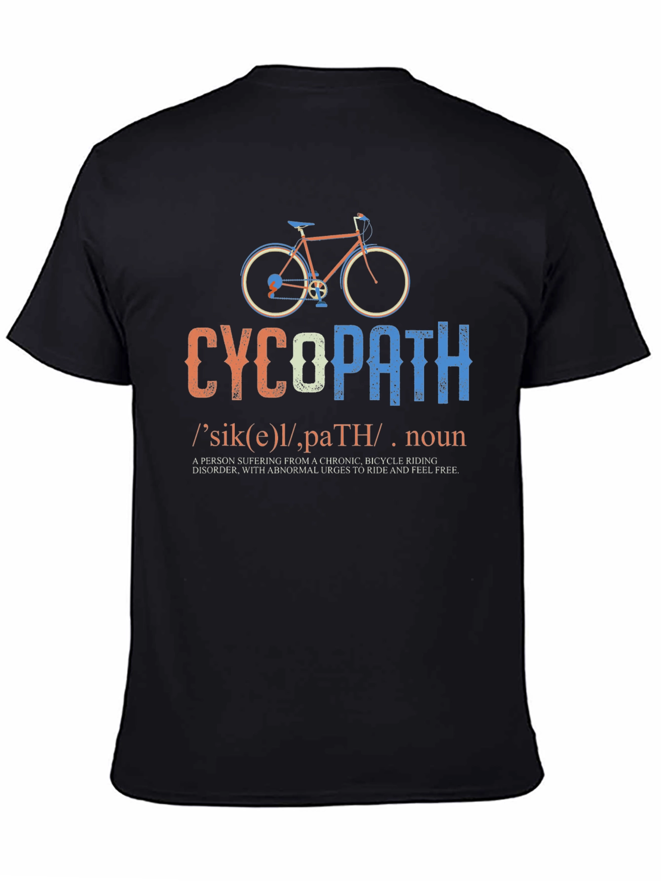 Black CycoPath Bicycle Riding T-Shirt - Funny Cycling Gift view 4