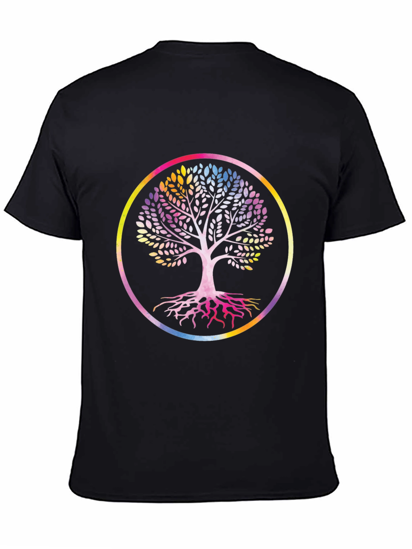 Black Rainbow Tree of Life Black Graphic Tee view 4