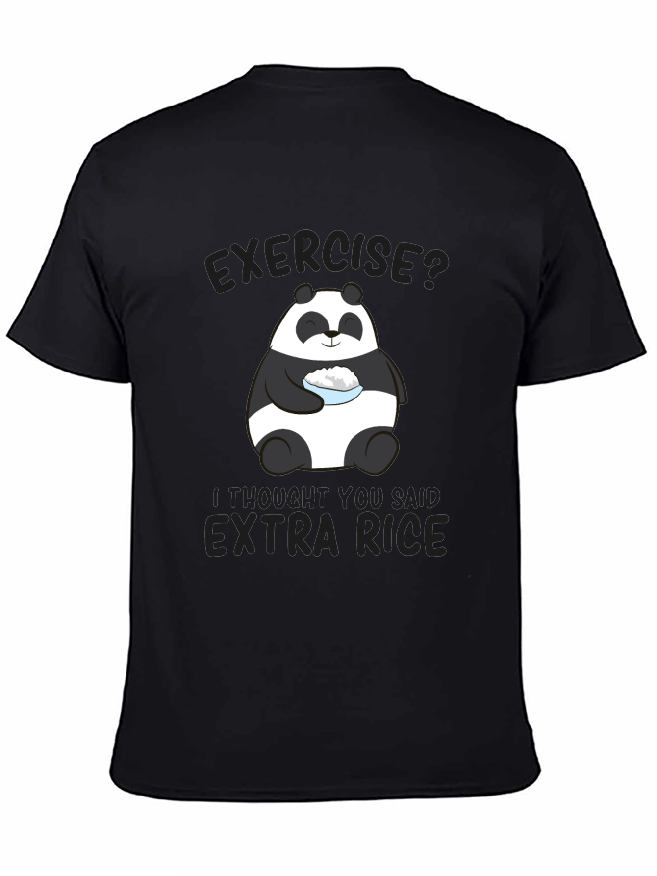 Black Exercise? Extra Rice Panda Graphic T-Shirt view 4