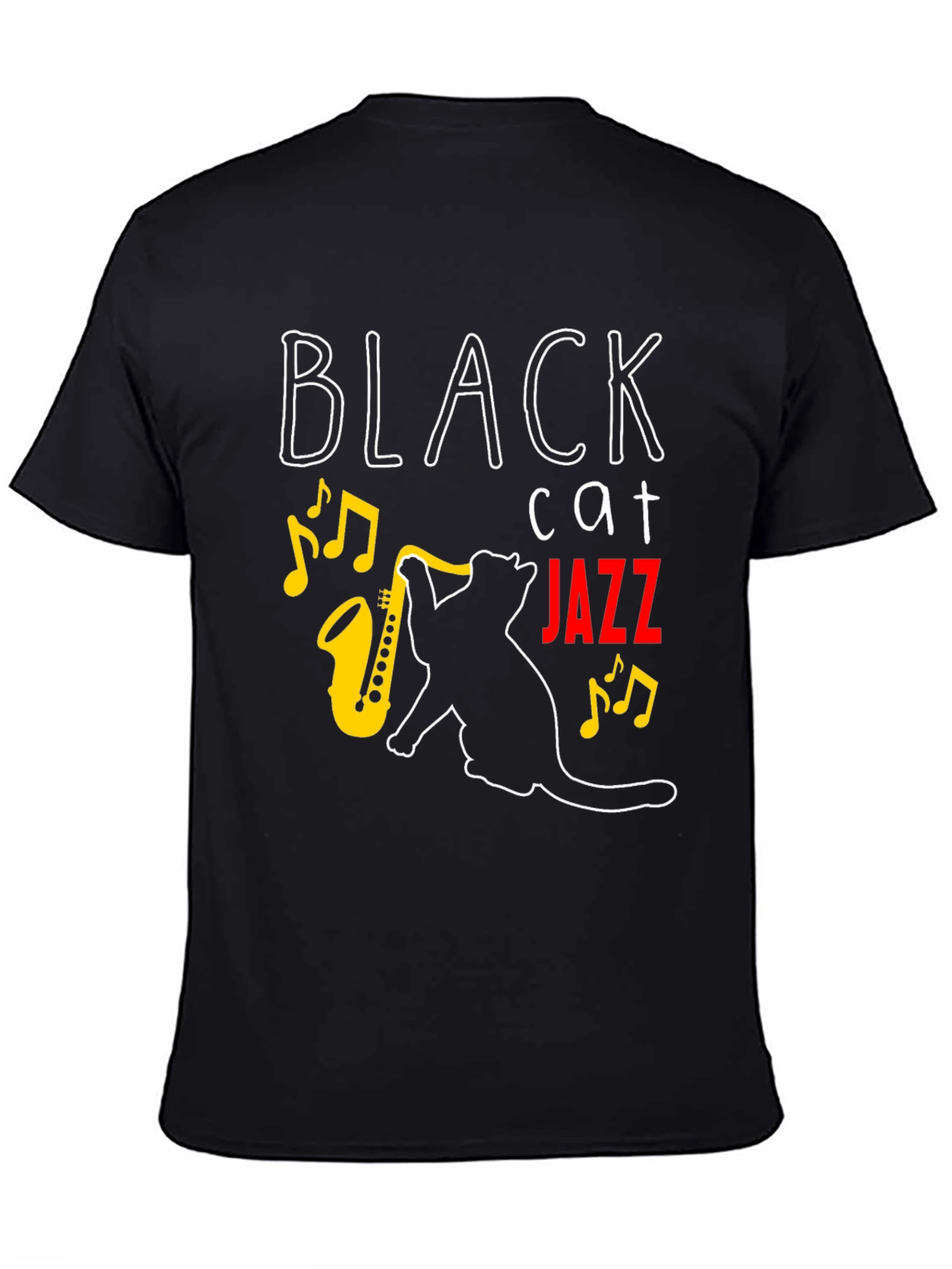 Black Black Cat Jazz Music T-Shirt view 4