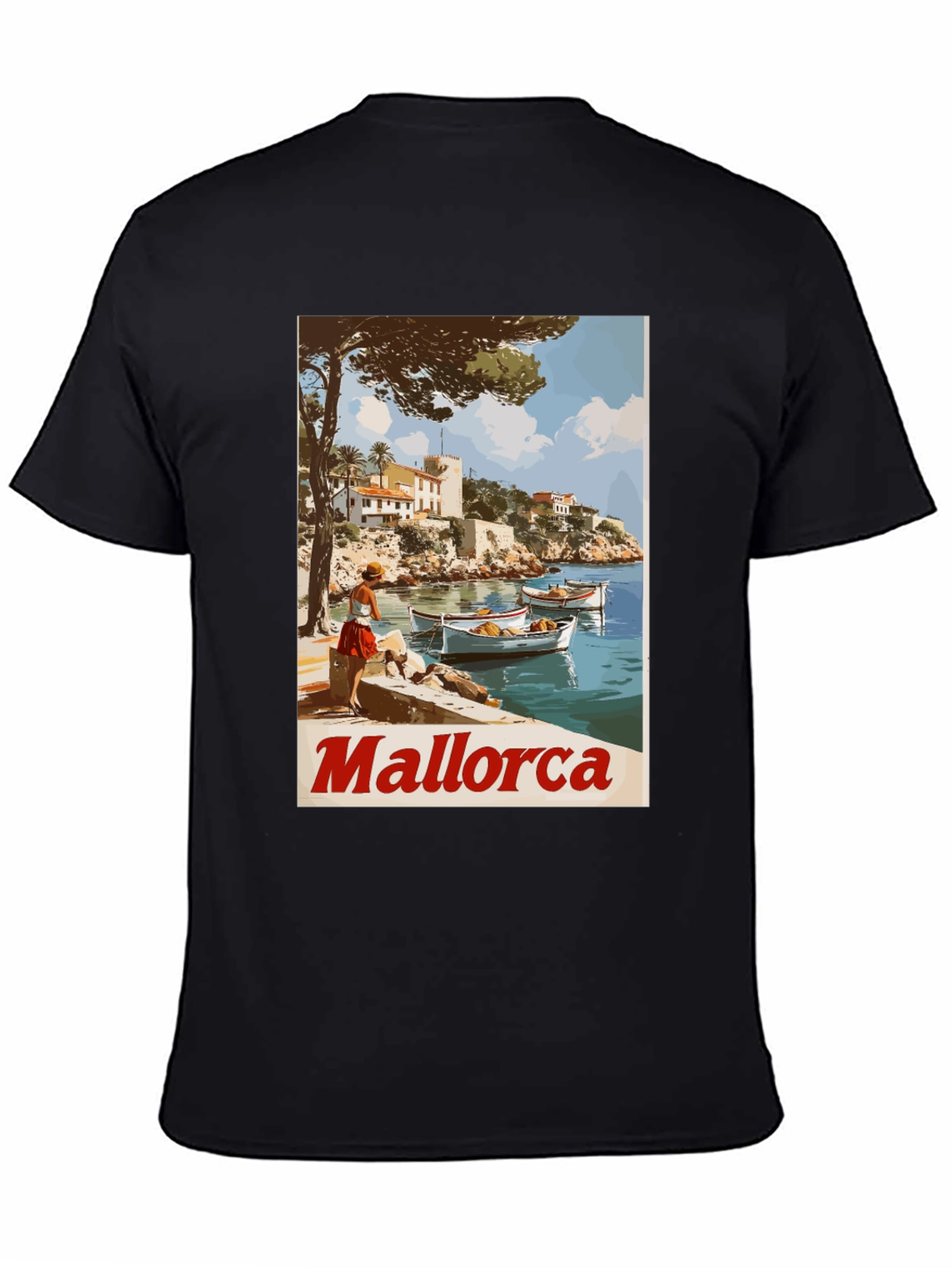 Black Mallorca Vintage Travel T-Shirt view 4