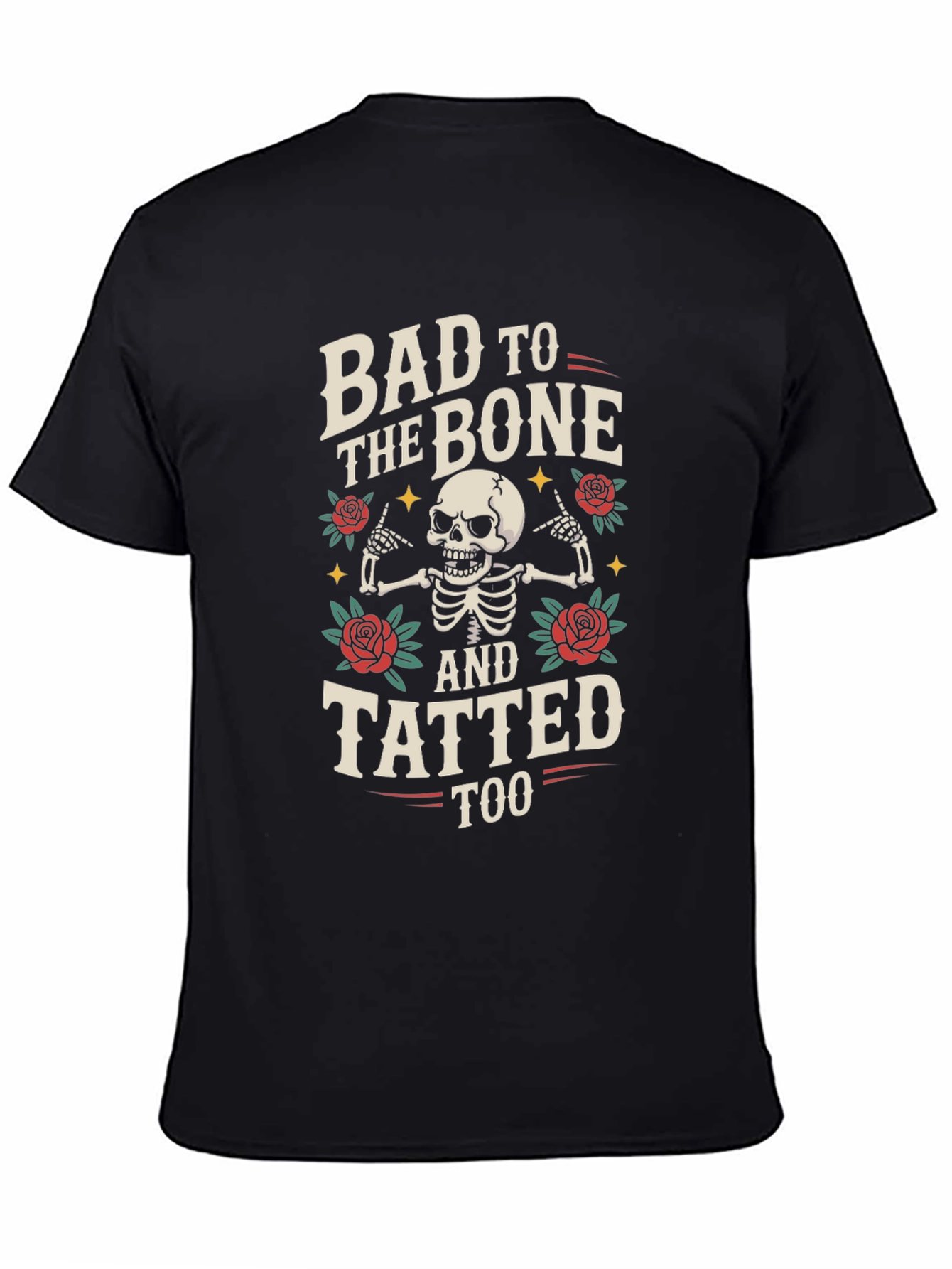 Black Bad to the Bone Tattooed Graphic T-Shirt view 4