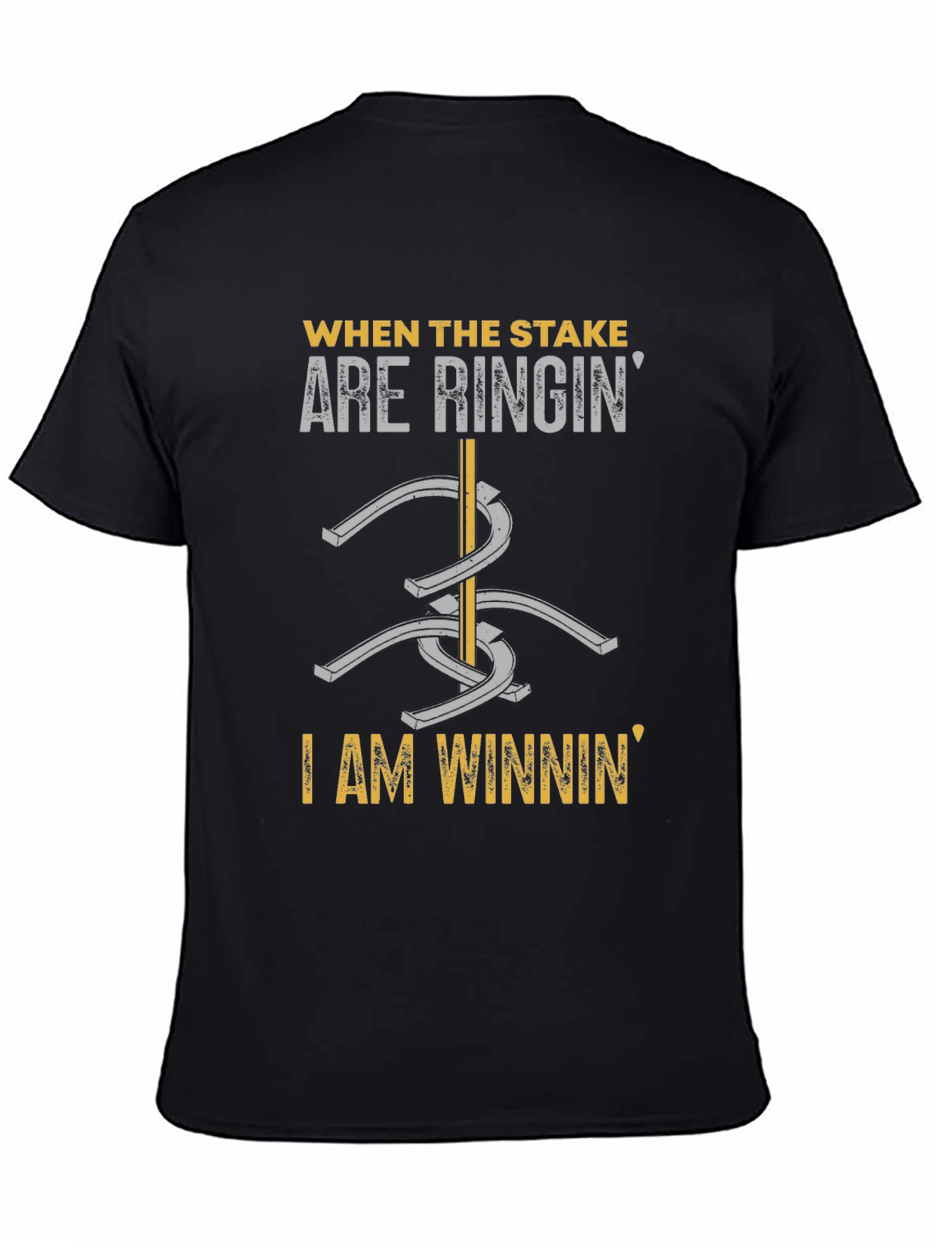 Black Horseshoe Ringin' T-Shirt - I am Winnin' Design view 4