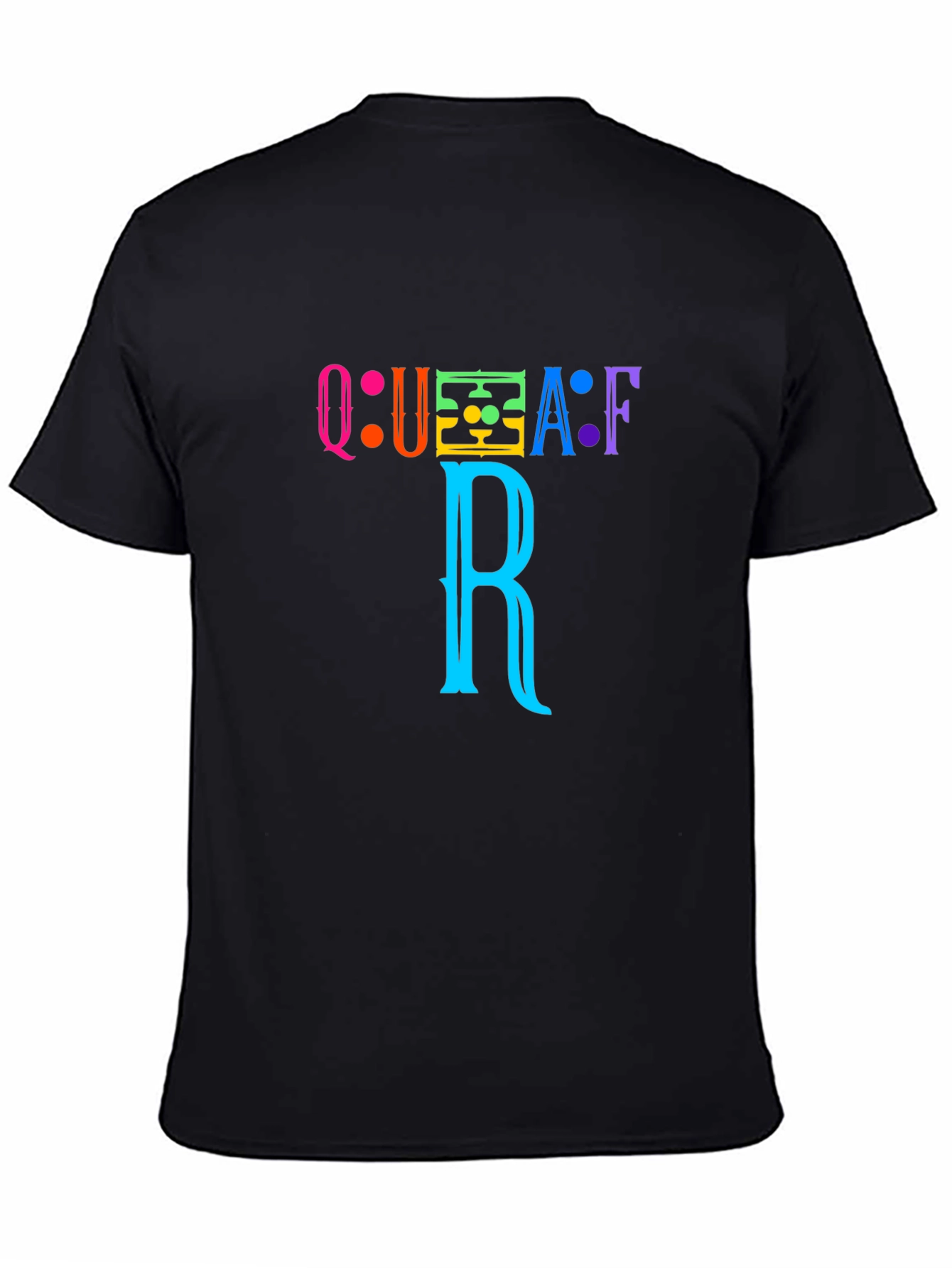 Black Colorful QUAFAF R Graphic Black T-Shirt view 4