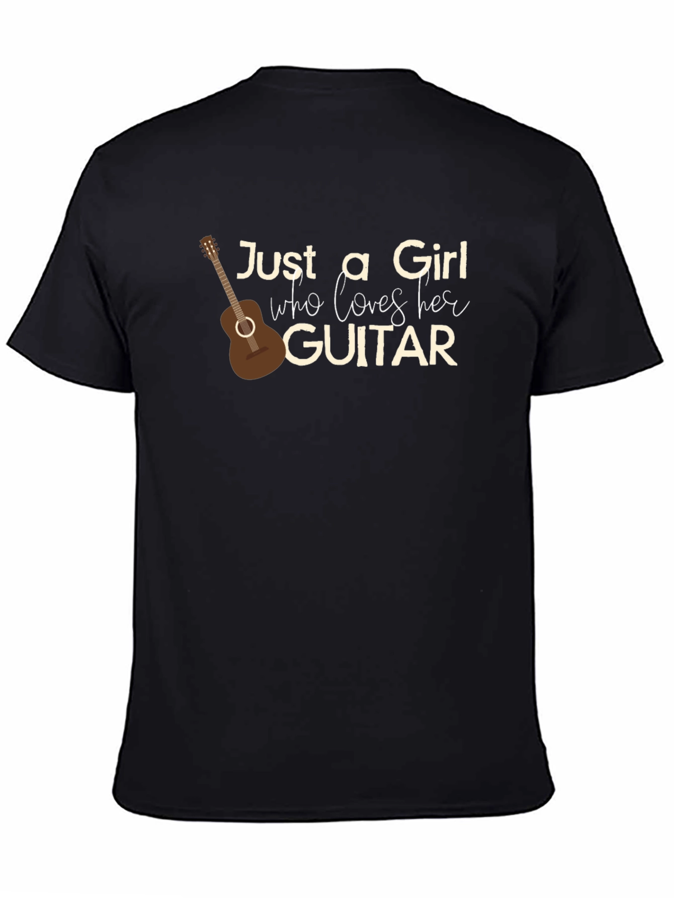 Black Just a Girl Who Loves Her Guitar Graphic T-Shirt view 4