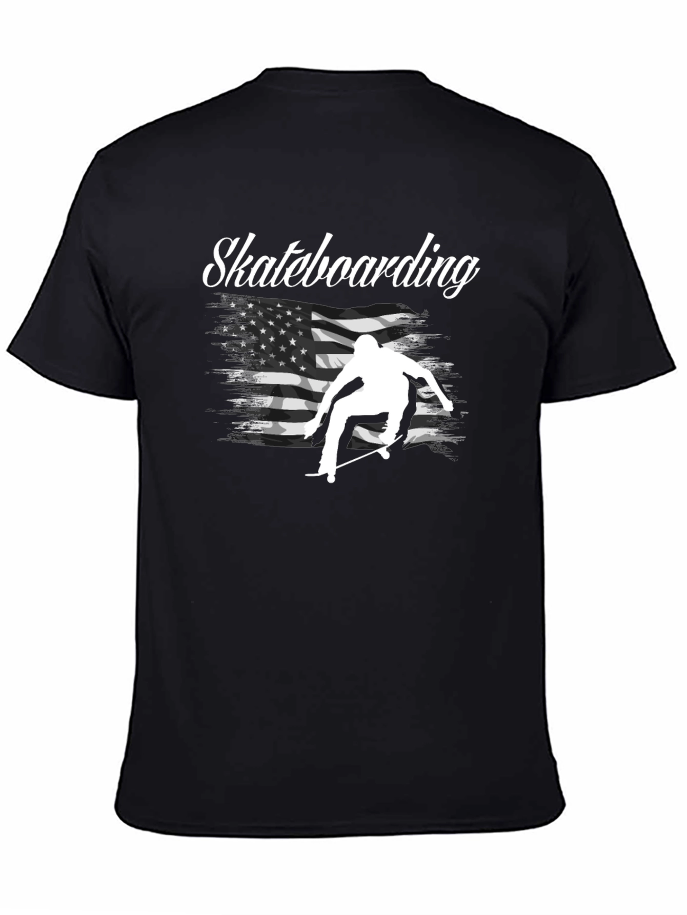 Black Skateboarding USA Flag Graphic T-Shirt view 4