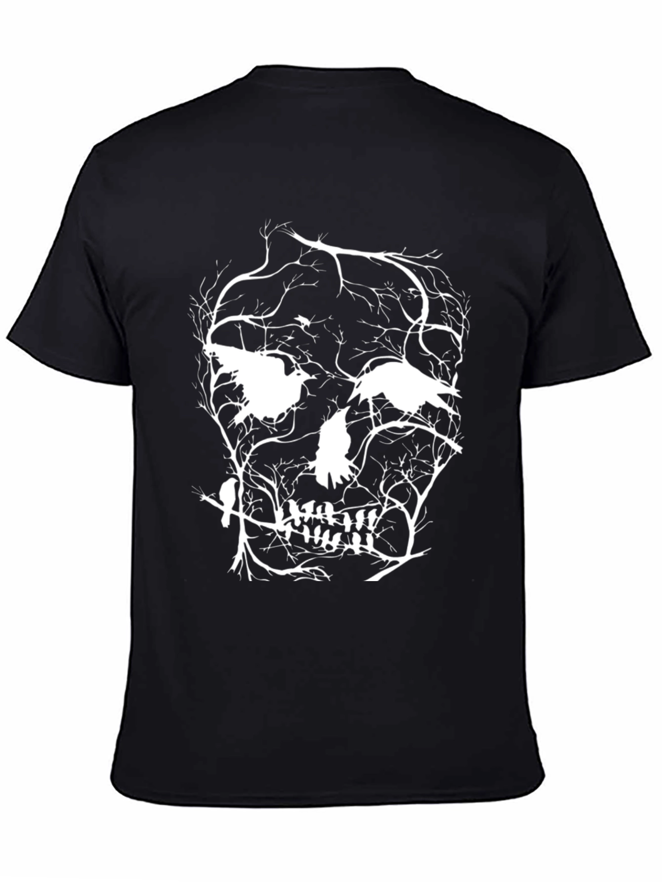 Black Raven Skull Graphic Tee - Black Cotton Blend view 4