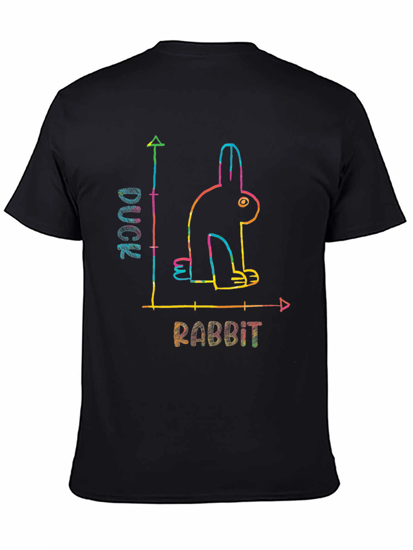 Black Duck or Rabbit? Optical Illusion Graphic T-Shirt view 4