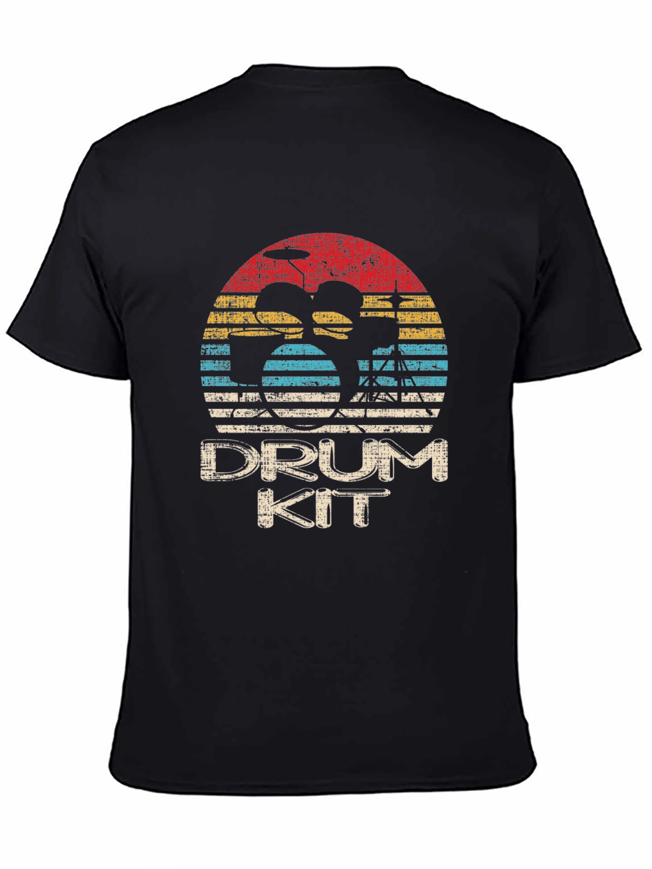 Black Retro Drum Kit T-Shirt - Vintage Style view 4