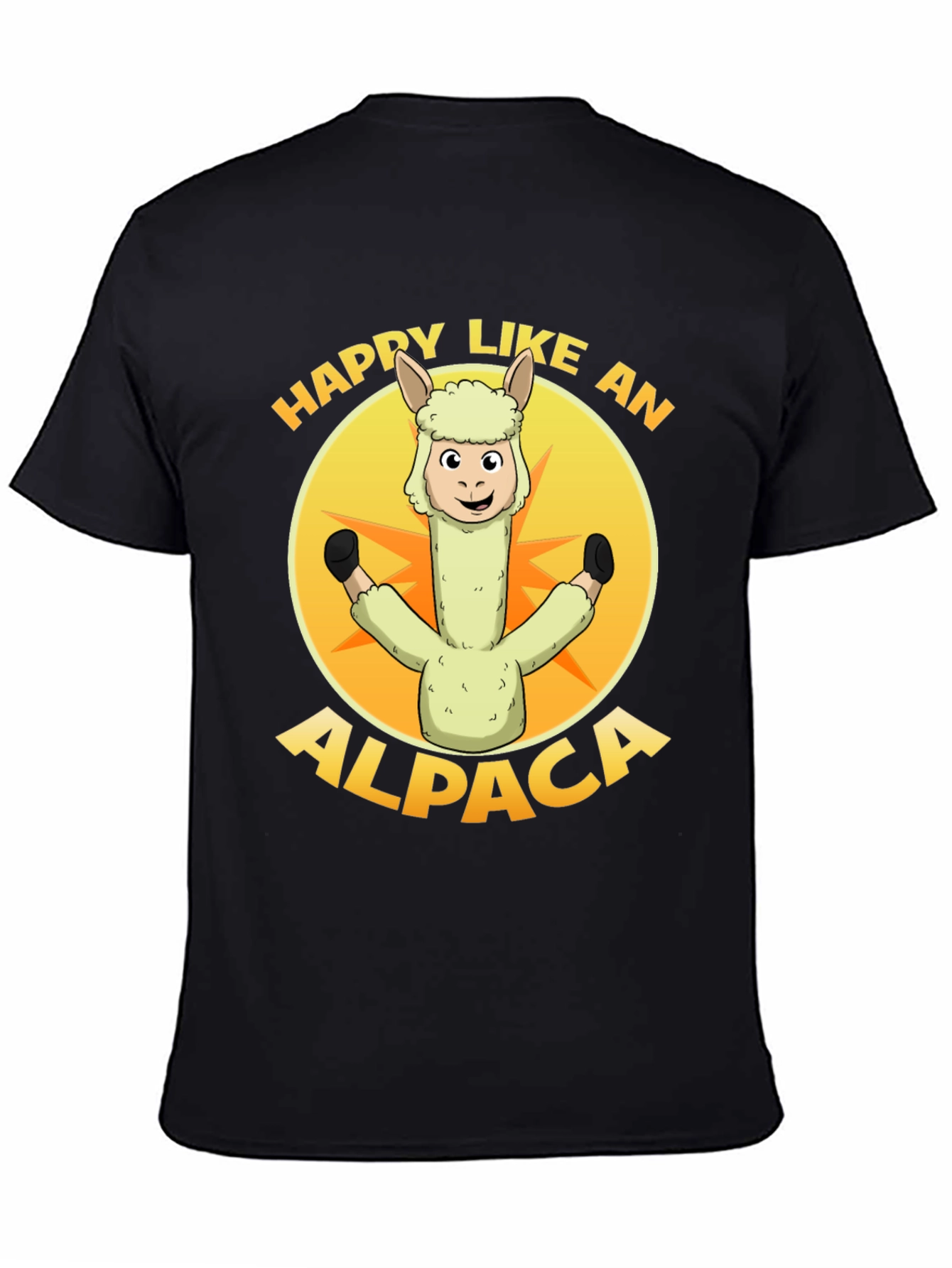 Black Happy Alpaca Graphic T-Shirt view 4