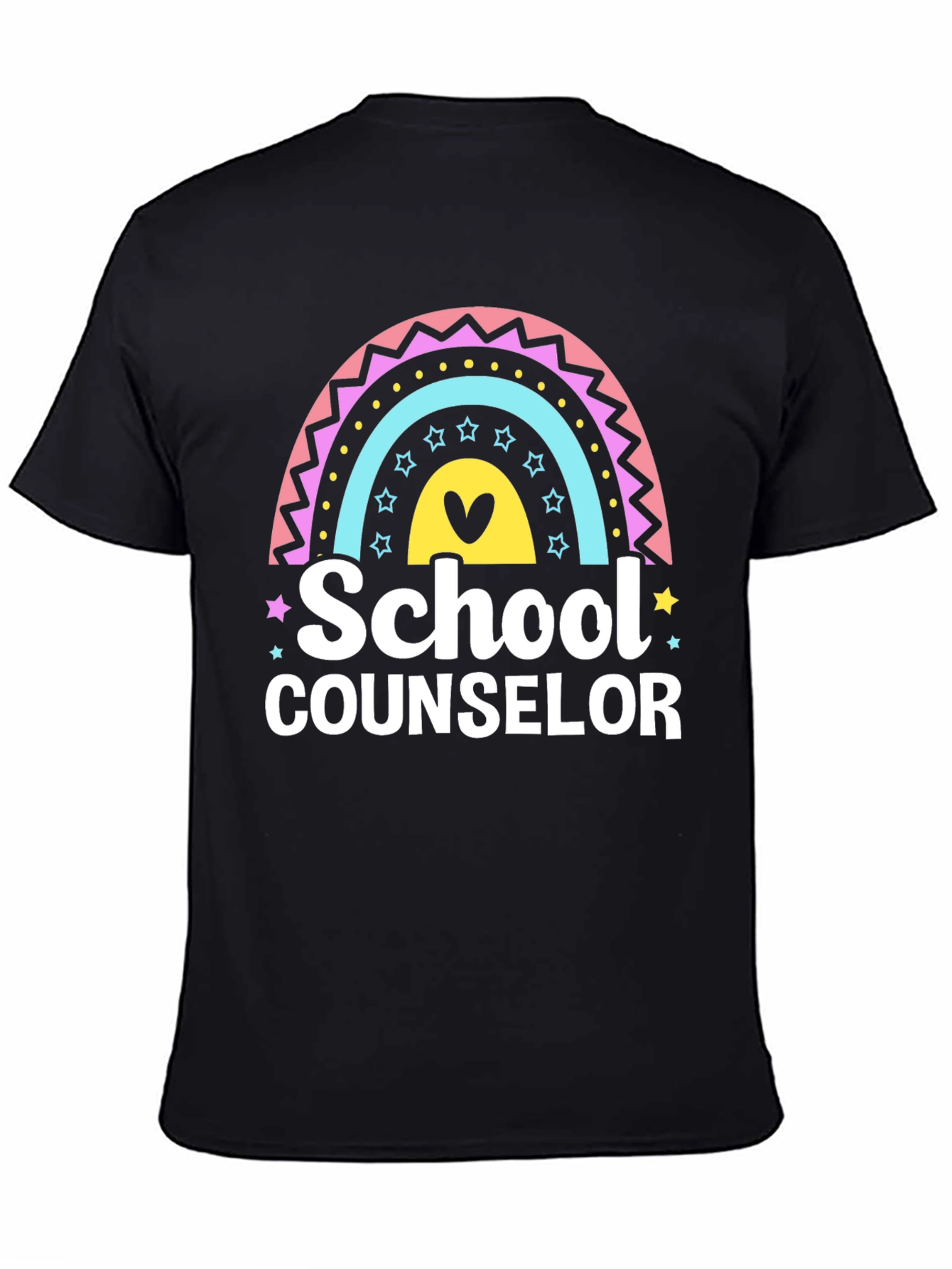 Black School Counselor Rainbow Graphic T-Shirt view 4