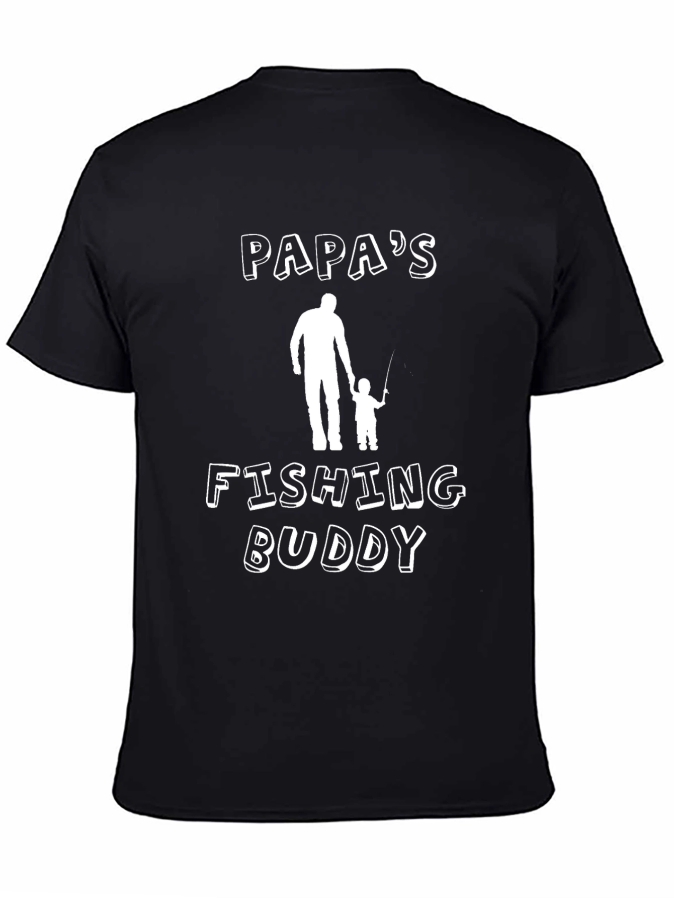 Black Papa's Fishing Buddy T-Shirt - Perfect Gift for Dad view 4