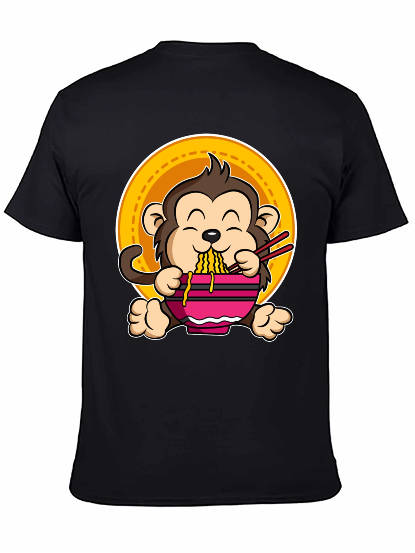 Black Monkey Ramen T-Shirt - Cute & Funny Design view 4
