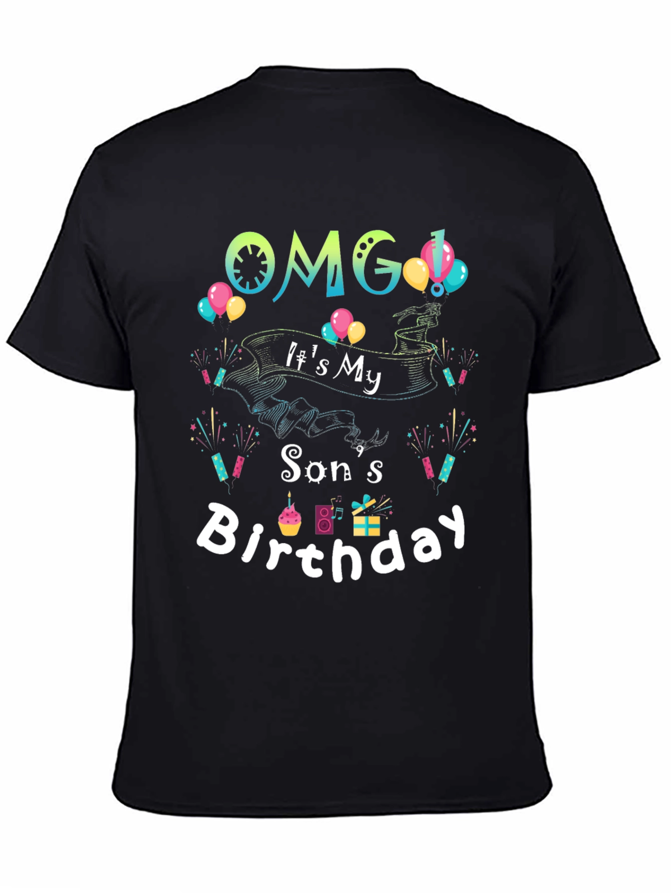 Black OMG It's My Son's Birthday T-Shirt view 4