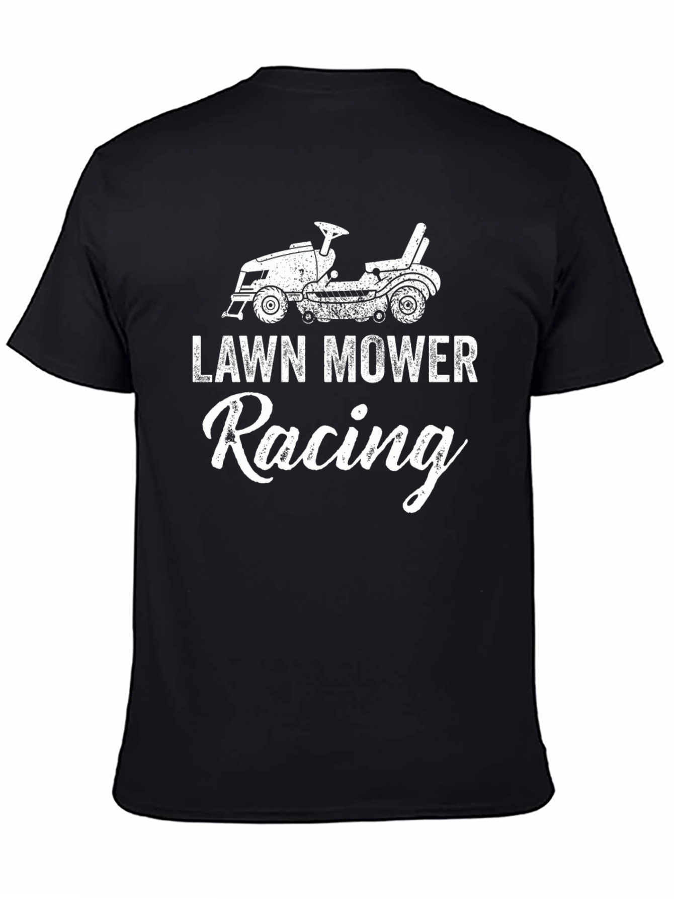 Black Lawn Mower Racing T-Shirt - Novelty Graphic Tee view 4