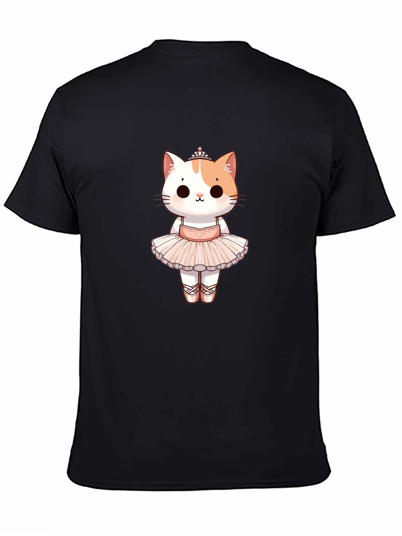 Black Cute Ballerina Cat Graphic Tee view 4
