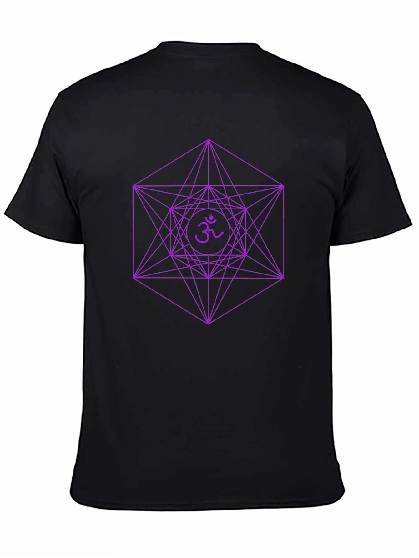 Black Geometric Om T-Shirt - Sacred Geometry Design view 4