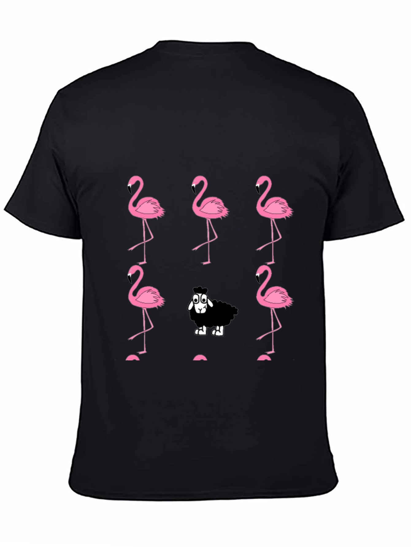 Black Flamingo and Sheep Graphic Tee view 4