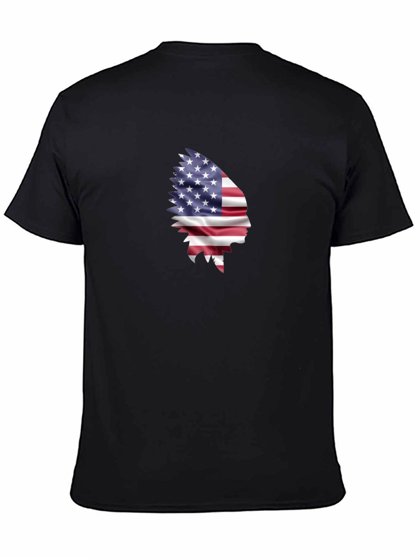 Black American Flag Indian Chief Graphic Tee view 4