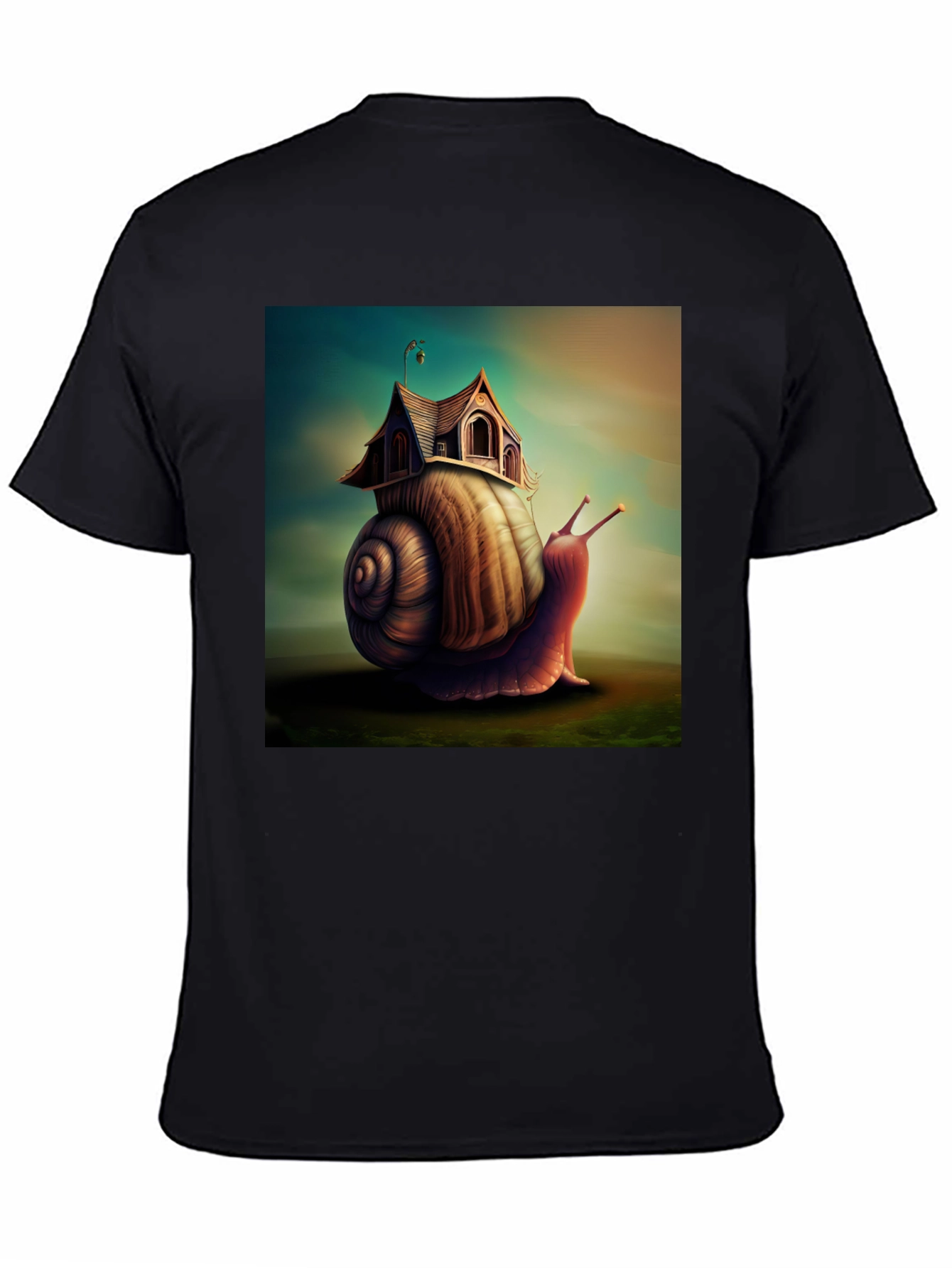 Black Whimsical Snail House Tee view 4